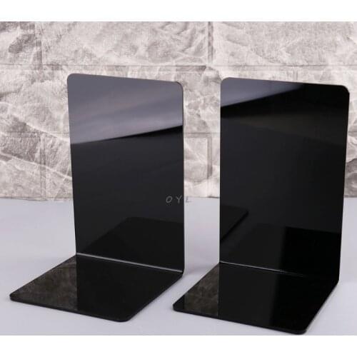 2Pcs Black Acrylic Bookends L-shaped Desk Organizer Desktop Book Holder School Stationery Office Accessories