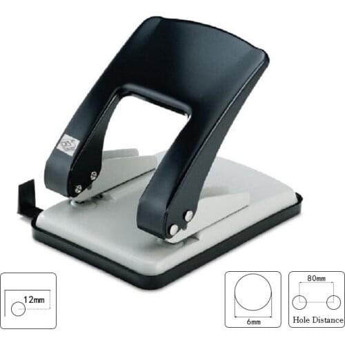 2-hole Hole Punch Heavy Duty Punch, Carbon Steel Cutter Head, Black , 40-Sheet Capacity