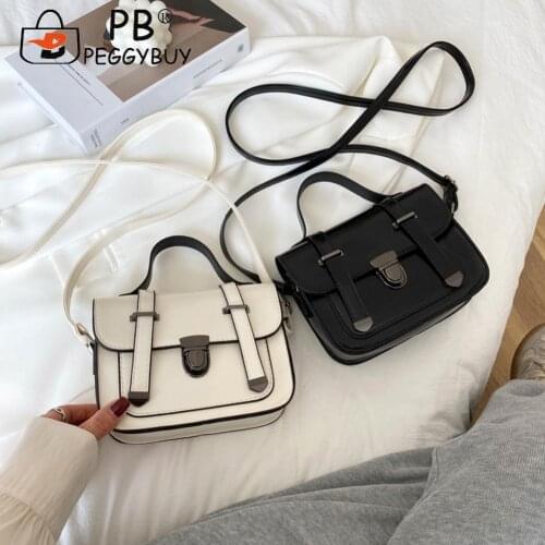 Casual Women Preppy Style Bag PU Leather Solid Color Handbag Shoulder Messenger 2021 Designer Purses Shoulder Handbags