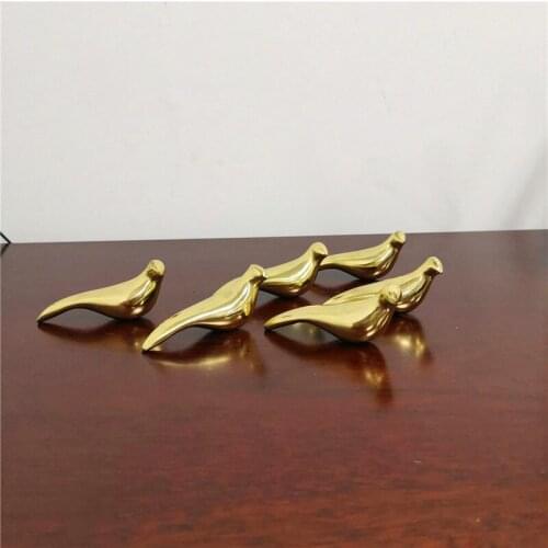 Long Tail Bird Handles Solid Brass Polished Golden Cabinet Door Knobs Diy Dresser Pulls Handmade Furniture Knob