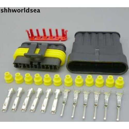Shhworldea 5/30/100set 6 Pin/way HID male female Waterproof Electrical connector kit 282090-1 282108-1