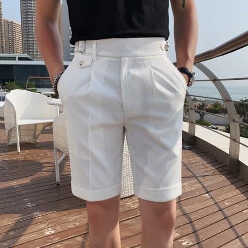 2021 Summer Thin Mens Shorts Fashion Business Casual Dress Suit shorts Male England Straight Streetwear Five Points Pants 29-36
