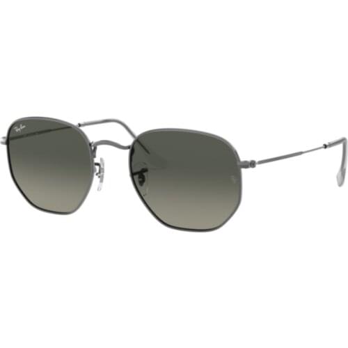 Rayban Hexagonal 3548 N 004/71 51Sunglasses Vintage Gunmetal Frame Light Grey Gradient Dark Grey Lenses High Quality Vision