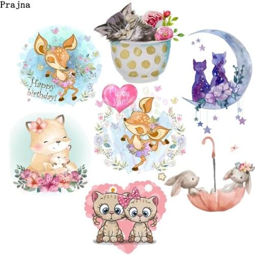 Iron-on Cute Animal Patches Transfers For Clothing Cartoon Cat Applique Heat Transfer For Clothes Thermal Stickers On Clothes