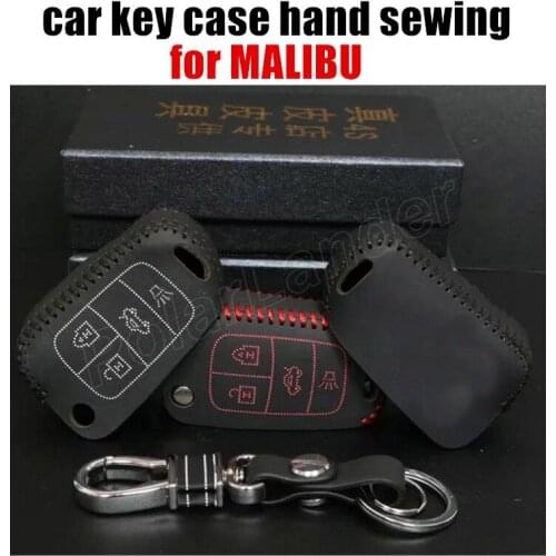 Only Red car key cover car styling fit for CHEVROLET MALIBU car key case Hand sewing car styling Genuine quality leather