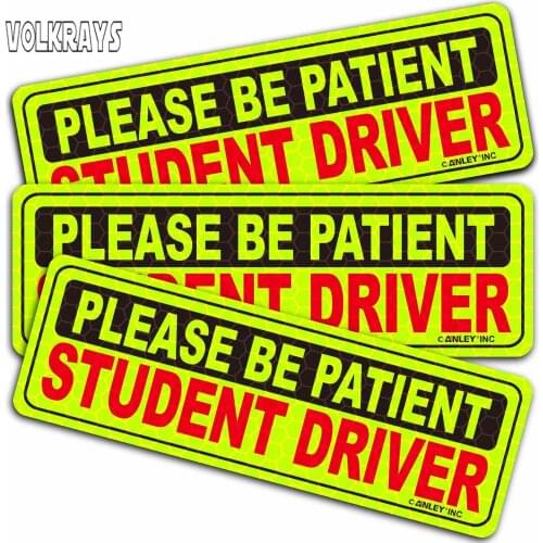 Volkrays Creative Car Sticker Please Be Patient Srudent Driver Accessories Reflective Waterproof Sunscreen Vinyl Decal,20cm*8cm