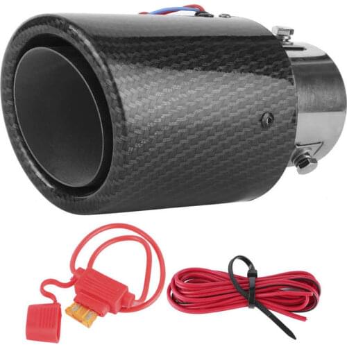 Exhaust manifold stainless pipe Carbon Fiber Exhaust Muffler Tip Tail Pipe with Luminous LED Light 1.4-2.5in Universal exhaust