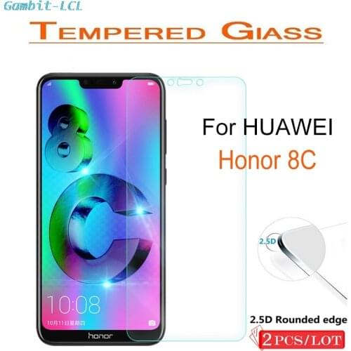 2PCS Tempered Glass for Huawei Honor 8C Screen Protector 2.5D 9H on the Phone Film Protective Safety Glass for honor8C