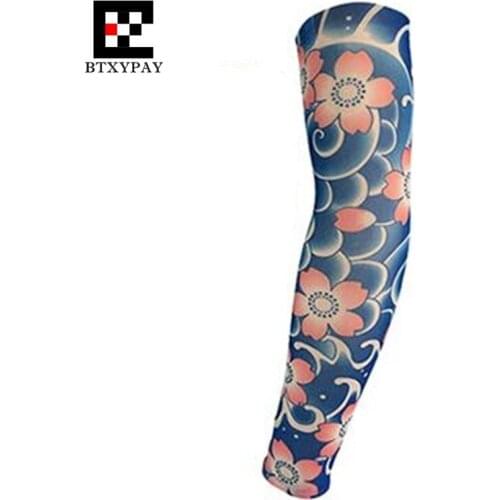 Body Paint Anti-UV Sunscreen Super Elastic Tattoo Arm Sleeves Warmers ,Hip-hop Rock,Fashion Cool Sporting Protection Long Gloves