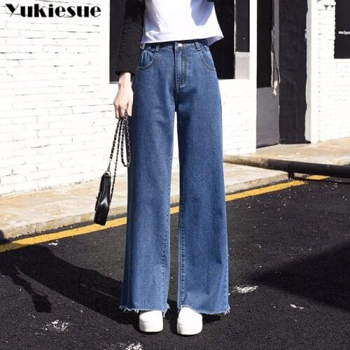 Women Wide Leg Loose Denim Blue Jeans Pant 2019 Female Long Trousers High Waist Female Pants push up Mom Jeans Stretch Plus size