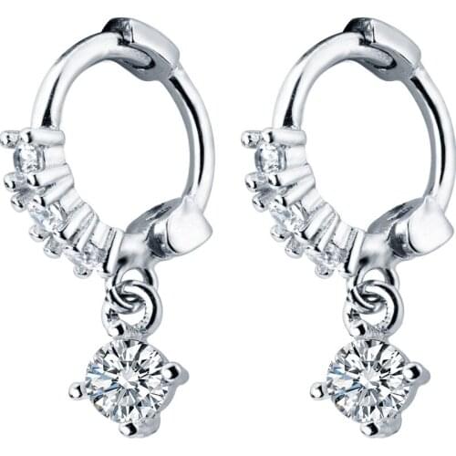100% 925 Sterling Silver Crystal Charm Stud Earrings Fashion Jewelry For Women Christmas Gift Female pendientes aretes de mujer