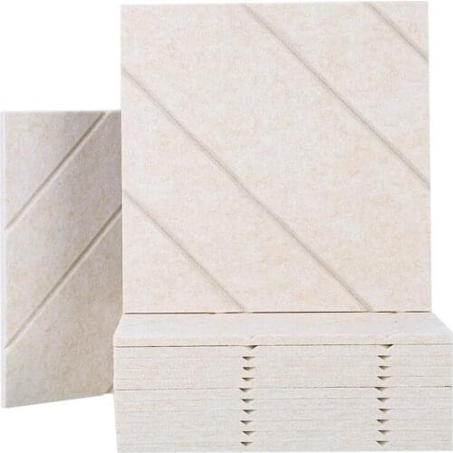 12 Pack 3D Acoustic Panels,12X12X0.4 Inch Line Soundproof Padding Decorative Wall Tiles, for Acoustic Treatment Studio