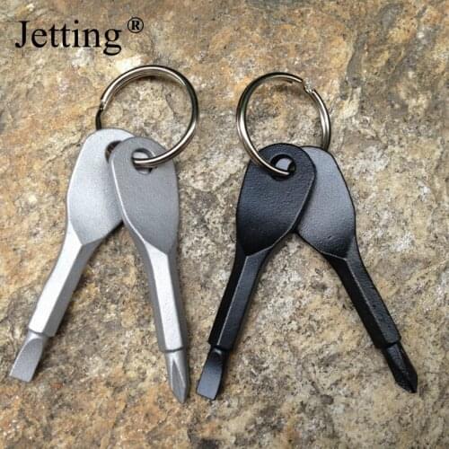 2PCS/Set Portable Mini Screwdriver Steel Pocket Outdoors Repair Tools Key Shape Multi EDC Philips Slotted Screwdrivers Keyring