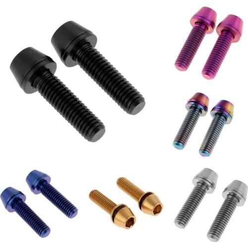 2Pcs Road Mountain Bicycle Titanium Alloy Bolts Taper Head Screw with Gasket Mountain Bike for Water Bottle Holder Cage Screw