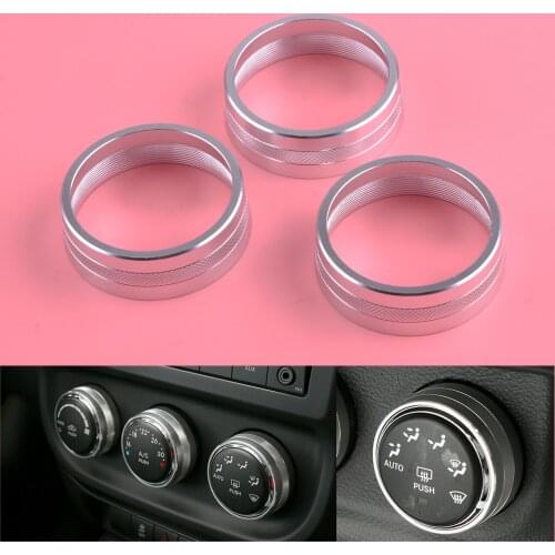 3Pcs Interior Moulding Air Condition Button Switch Cover Decor Trim Ring Fit For Jeep Wrangler JK Compass Patriot