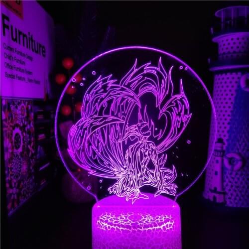 Naruto 3D Anime Lamp Kurama Kyuubi Shippuden Figures Led Toush Visual Lighting Uzumaki Itachi Lampara Decor Gift