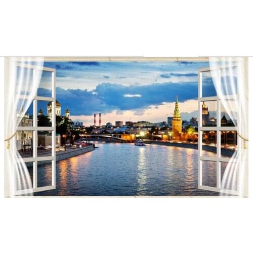 Customized 3d wallpaper 3d wall murals window view European city 3 d TV setting wall beauty mural wallpaper room