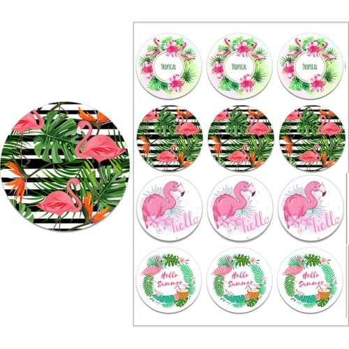4.5cm Hawaiian Party Decorations Stickers Gift Box Labels Luau Flamingo Summer Tropical Sticker Party Wedding Decoration