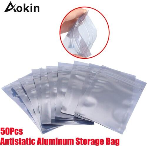 50Pcs Antistatic Aluminum Storage Bag Ziplock Bags Resealable Anti Static Pouch for Electronic Accessories Package Bags diy kit