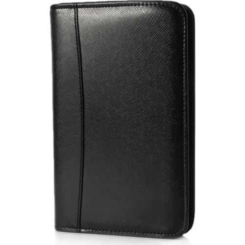 PU Leather Cover A6 Zipper Notebook Loose-Leaf Business Notepad With Calculator U4LD