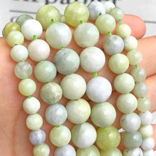 Natural Yellow Mustard Jaspers Stone Beads Round Loose Spacer Beads For Jewelry Making Handmade DIY Bracelet Accessories 4-12mm