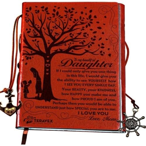 Mom To Daughter Notebook Diary Notepad Vintage Pirate Anchors PU Leather Note Book Replaceable Stationery Gift Traveler Journal