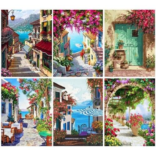 GATYZTORY Street Scenery DIY Painting By Numbers On Canvas Oil Pictures For Adults Coloring By Number Frame Home Decor