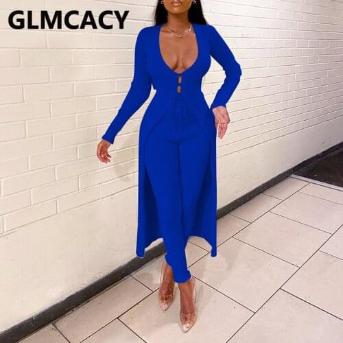 Women Long Sleeve Open Stitch Cardigans and Skinny Pants Set Two Piece Fall Winter Suits