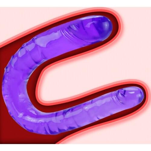 Lesbian Double Dildo U Shape Flexible Dong Soft Jelly Dildo Realistic Vagina Anal Sex Toys For Women Lesbian Artificial Peins