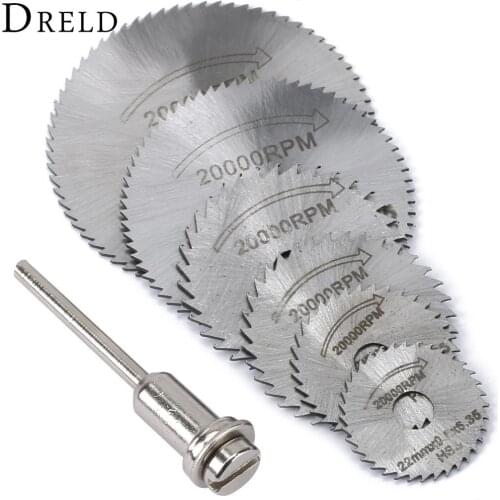 DREL 7 pcs HSS Rotary Tools Circular Saw Blades Cutting Discs Mandrel Cutoff Mini Saw Blade Wood Drills Tools Dremel Accessories