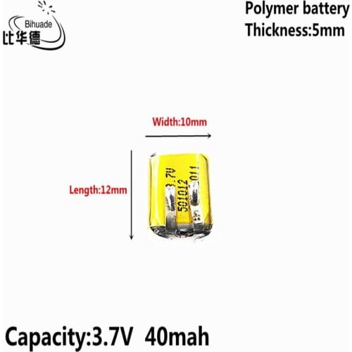 3.7V 40mAh 501012 Lithium Polymer Li-Po li ion Rechargeable Battery cells For Mp3 MP4 MP5 GPS mobile bluetooth