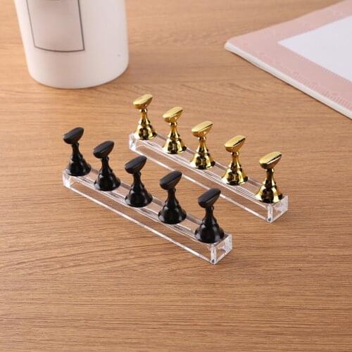 Magnetic Nail Holder Base Salon DIY Polishing Display Manicure Tool Practice Display Stand Acrylic Showing Shelf Fake Nail Tips