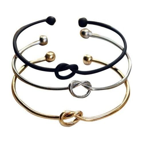 Copper brass metal knot heart bangle cuff bracelet