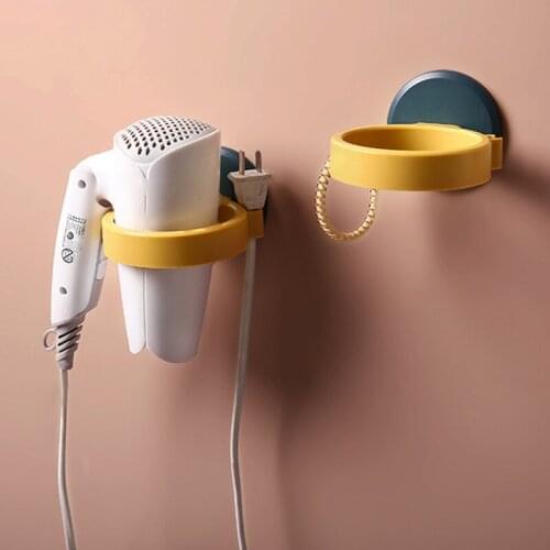 Wall-mounted Hair Dryer Holder Rack Plastic Bathroom Storage Shelf Stand Hairdryer Holder Organizer
