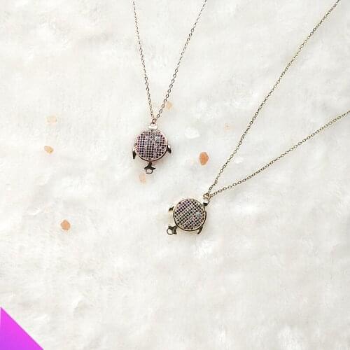 New products inlaid rhinestone turtle necklace pendant copper classic fashion ladies mens jewelry Christmas gifts