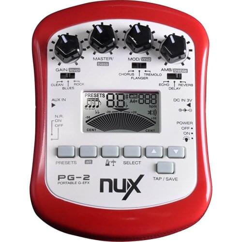 NUX PG-2 Portable Electric Guitar Multi-Effects Processor with Tuner Metronome Noise Gate