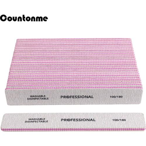 50pcs Professional Nail File 80/100/180 Straight Nail Buffer Block Emery Board Washable Sandpaper Files For Manicure Tools