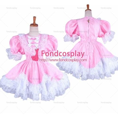 Lockable organza-satin Sissy maid dress Uniform cosplay costume Tailor-made[G1479]