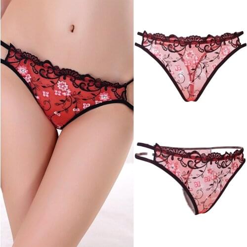 Sexy women lace transparent seamless panties for sex Lace embroidery erotic sexy female lingerie open thong Tangas women sexy
