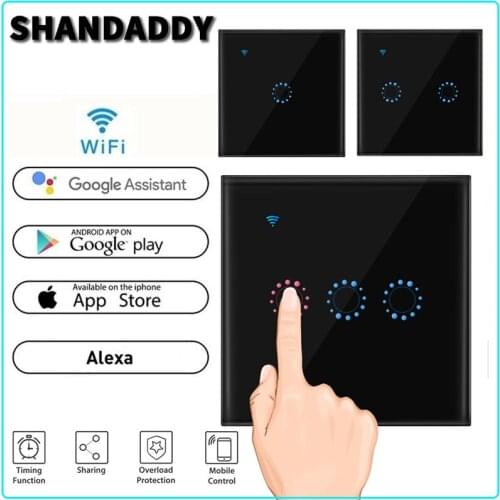 Touch Switch Smart Light Switch Panel Wall interruptor 1/2/3 Gang wifi light switch US/EU Standard Work with Alexa Google Home