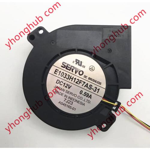 SERVO E1033H12F7AS-31 DC 12V 0.59A 97x97x33mm 3-Wire Server Cooling Fan