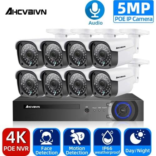 Real time Motion Detection Security System 8MP 8CH POE NVR 5MP POE IP Camera Outdoor IP66 Waterproof CCTV Video Surveillance Kit