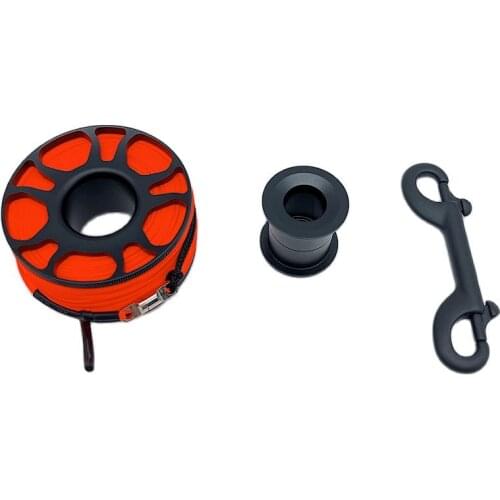 TSMC Scuba Diving Aluminium Finger Spool Reel 30M Line with Stainless Steel Snap Bolt Clip White orange red fluorescent yellow