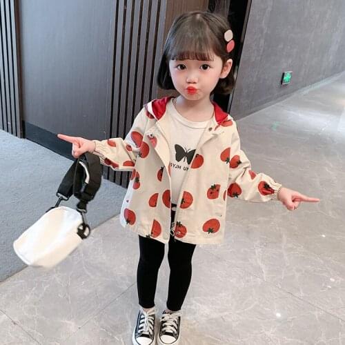 Spring kids girl baby clothes fashion design hooded windbreaker jacket for toddler girls baby clothing polka dot trench jacket