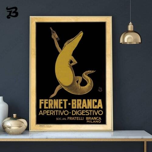 Vintage Nordic Canvas Painting Wall Art Canvas Posters and Prints Food Drink Funny Crocodile Wall Pictures for Living Room Decor