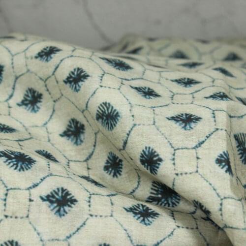 High quality pure ramie fabric The new type lattice printing tissu Fashion Summer clothes, Dresses and Shirts tissus