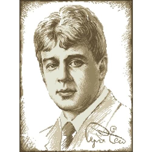 Top Quality Beautiful Counted Cross Stitch Kit Esenin portrait celebrity Black and white portrait Free Shipping