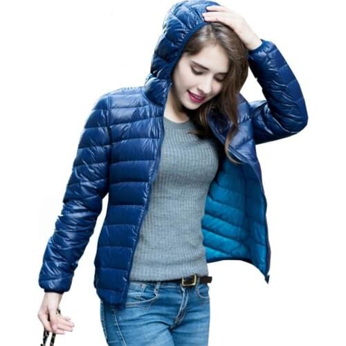 S-XXXL New Winter Two Side Women 90% White Duck Down Jacket Womens Hooded Ultra Light Down Jackets Warm Winter Coat Parkas
