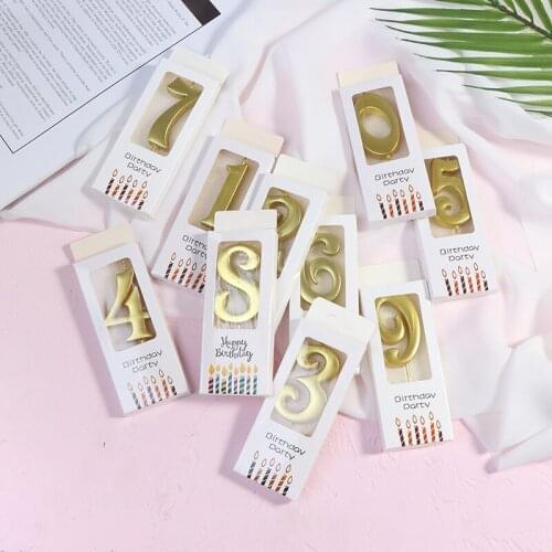Gold Number 0-9 Party Candle Cake Decor Glitter Talking Tables Number Candles