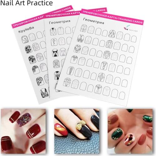 12Pcs/Bag Nail Practice Book Drawing Painting Nail Art Practice Template Learning Paper Book For Beginner Tool Nails Accessoires